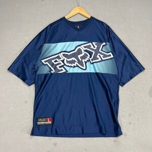 Fox Racing Jersey Shirt Mens Large Blue Vintage Motocross‎ MX Shirt 2000s Y2K